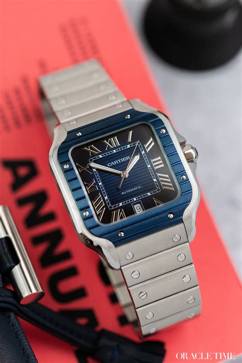 cartier 2 tone watch|cartier santos blue bezel.